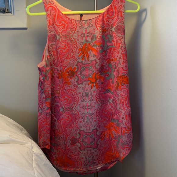 Beautiful CABI Tunic Pink Orange Mint Green Batik Print Sleeveless Top Like New! - Picture 7 of 10